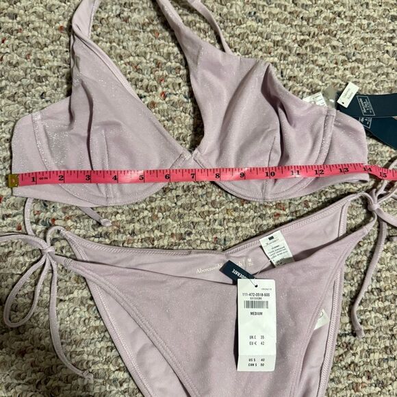 NWT Abercrombie & Fitch Purple Shimmer Asymmetrical String Bikini- Size Medium - Picture 11 of 12